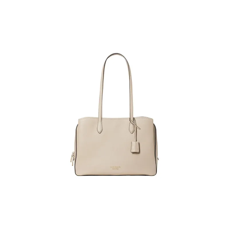 Kate Spade Hudson Litchi Grain Leather Tote Bag Shopping Bag Shoulder Bag Handbag Large Size Women's Cream White-0