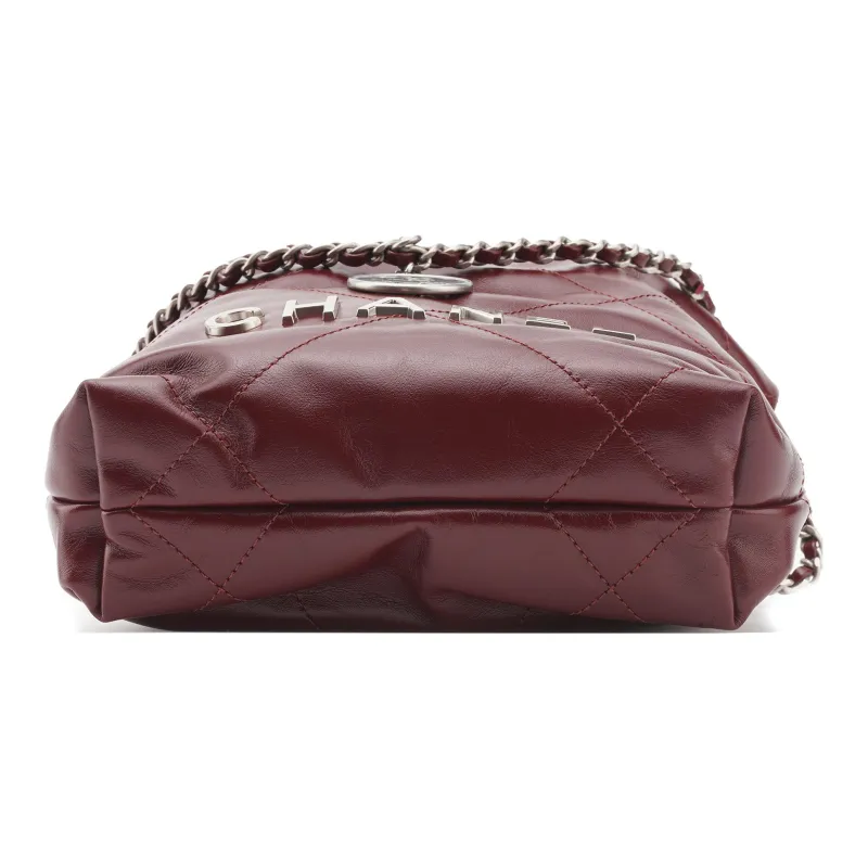 CHANEL 22Bag Bright Calfskin Bucket Bags Crossbody Bag, Shoulder Bag Mini Women's Burgundy-2