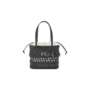 LOEWE Textile Cow Leather One Shoulder Handbags Women's Black