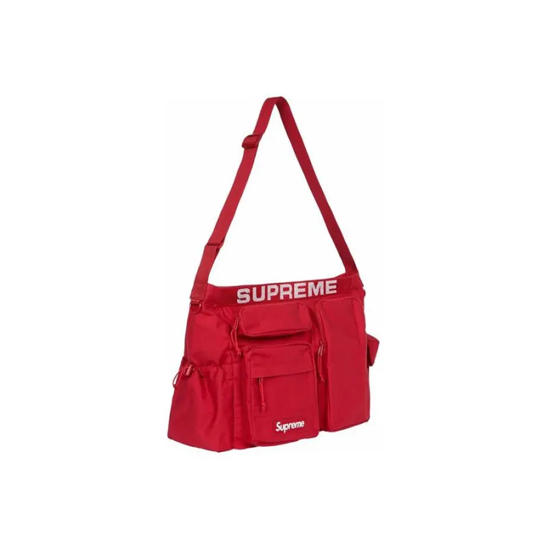 Supreme Waterproof Cotton Nylon Messenger Bag, Shoulder Bag, Crossbody Bag Unisex Red-2