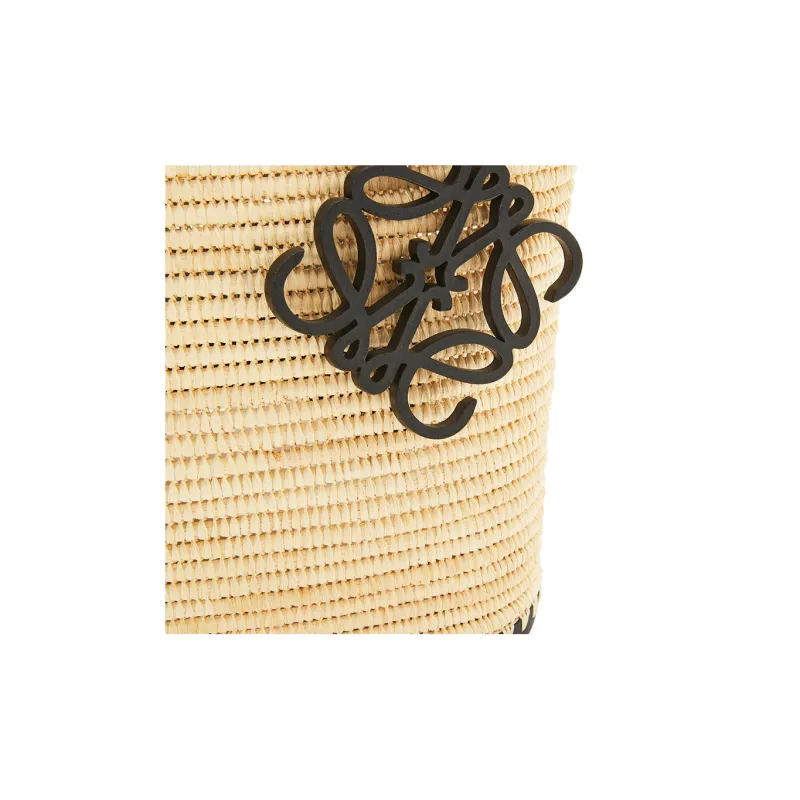 LOEWE Basket Cow Leather Handbags Shoulder Bags Women's Natural & Black-4