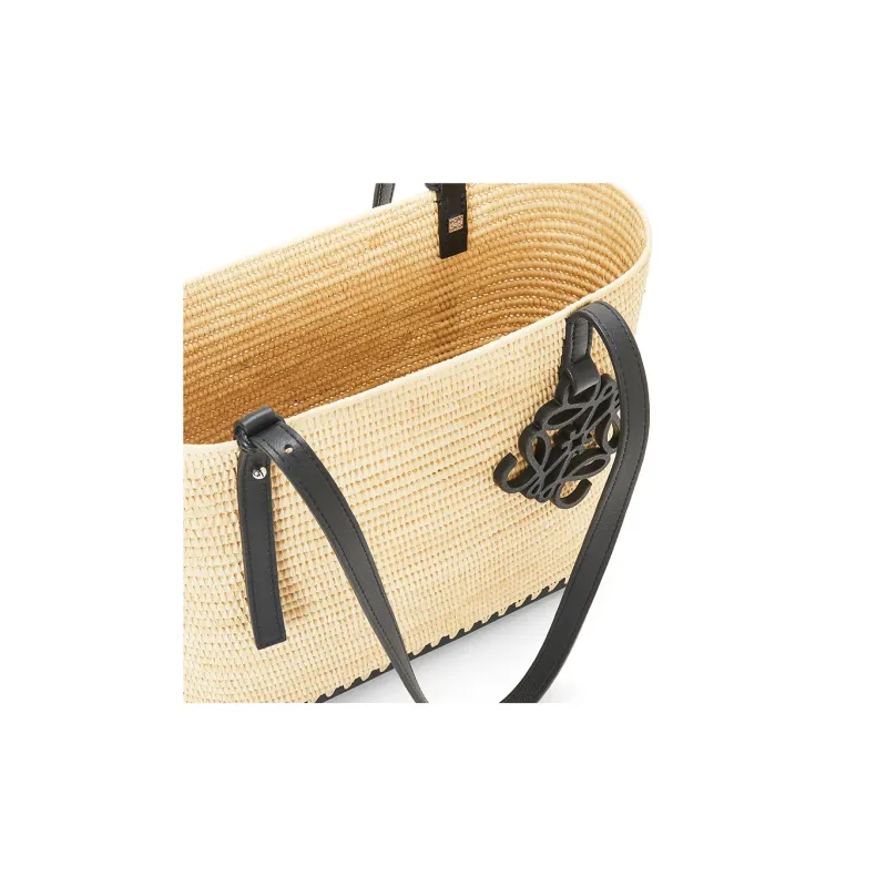 LOEWE Basket Cow Leather Handbags Shoulder Bags Women's Natural & Black-3