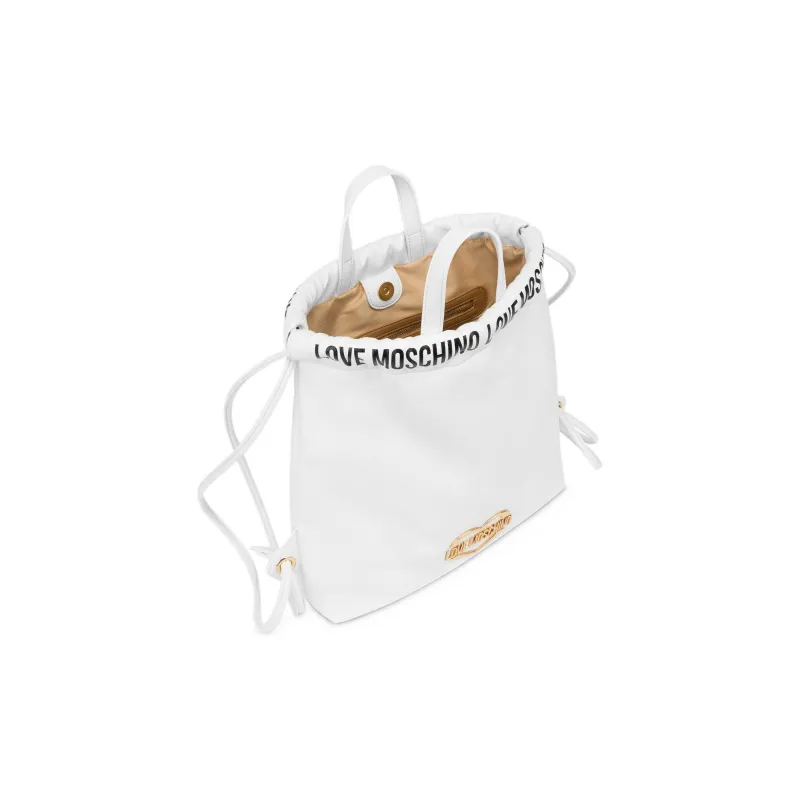 LOVE MOSCHINO Polyurethane Bucket Bag Backpack Women's White-2