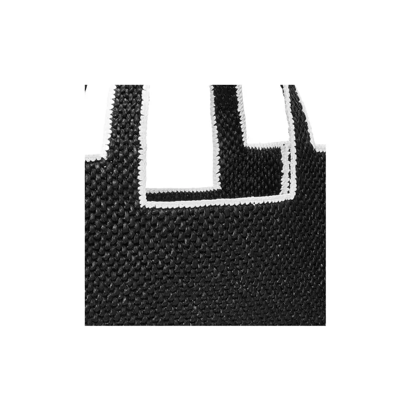 LOEWE Font Tote Raffia Fiber Tote Bag Shopping Bag Handbag Large Size Women's Black-4