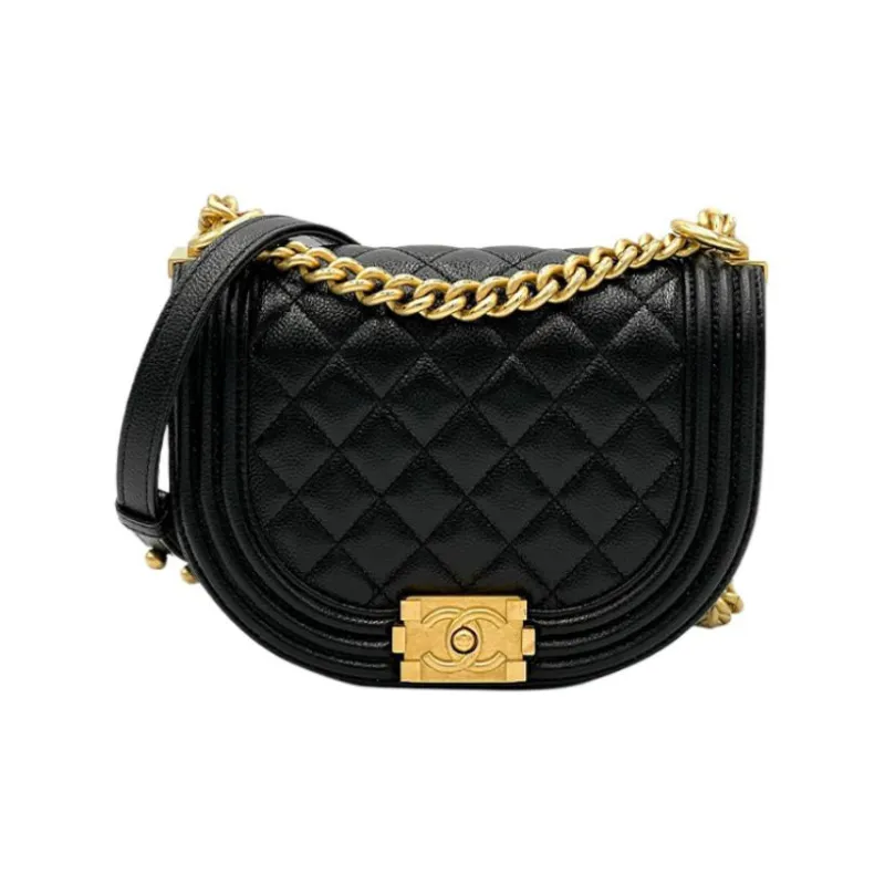 CHANEL Grain Embossed Calfskin With Gold Metal Crossbody Bags Trumpets Women's Black-0