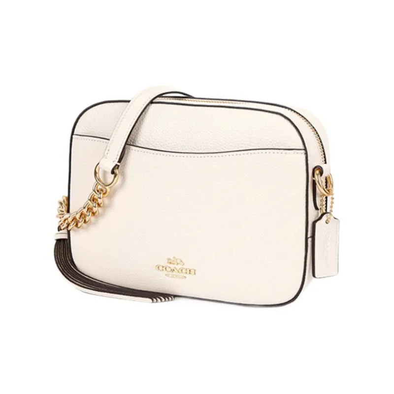 COACH Litchi Grain Leather Camera Bag Shoulder Bag Crossbody Bag Small Size Women's White-1