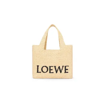 LOEWE Font Tote Raffia Fiber Handbag Trumpets Women's Natural