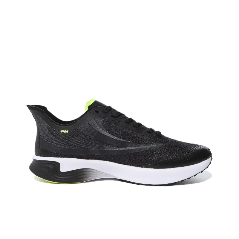 FILA Racer Cushioning Wear Resistant Low Top Long Distance Running Running Shoes Unisex Black Yellow Korean Style-1