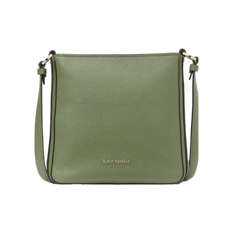 Kate Spade Hudson Litchi Grain Leather Messenger Bag Shoulder Bag Crossbody Bag Small Size Women's Olive Green-0