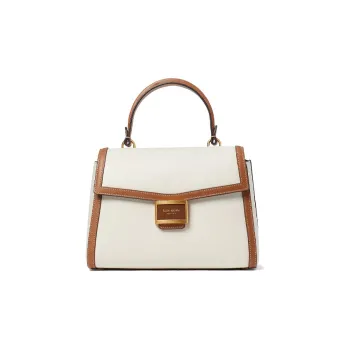 Kate Spade Katy Leather Shoulder Bag Crossbody Bag Handbag Medium Size Women's Cream White/Brown