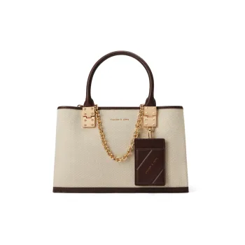 CHARLES&KEITH Pu Leather Kelly Bag Handbag Tubas Women's Dark Brown/Beige