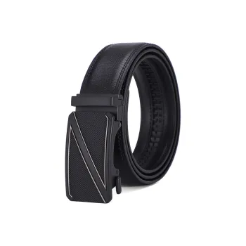 KENMO Cow Split Leather Minimalist Style Letter Z Automatic Buckle Width 3.5cm Present Box Included Leather Belts Men's