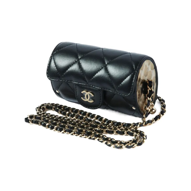 CHANEL Leather Wallet, Clutch, Crossbody Bag Women's Black-2
