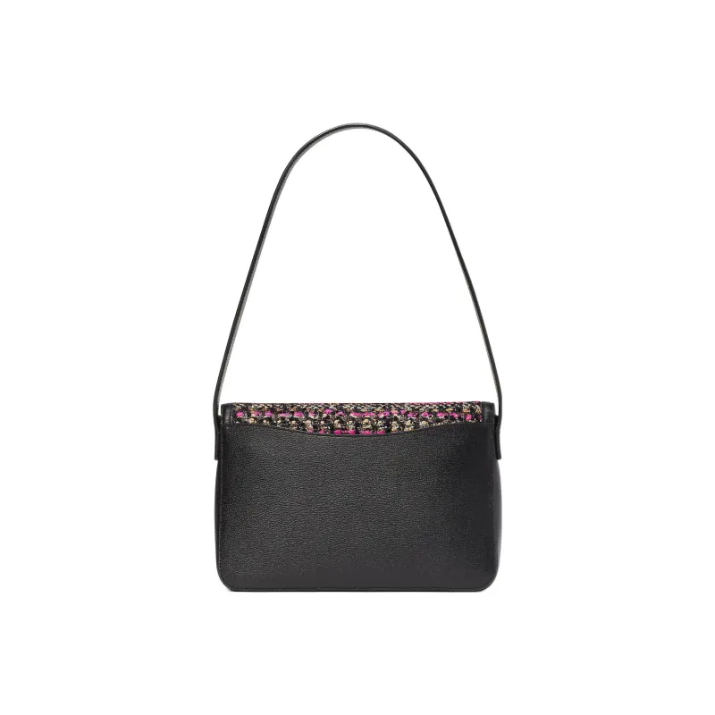 Kate Spade Katy Cow Leather Patchwork With Fabric Messenger Bag Handbag Shoulder Bag Women's Pink & Black-2
