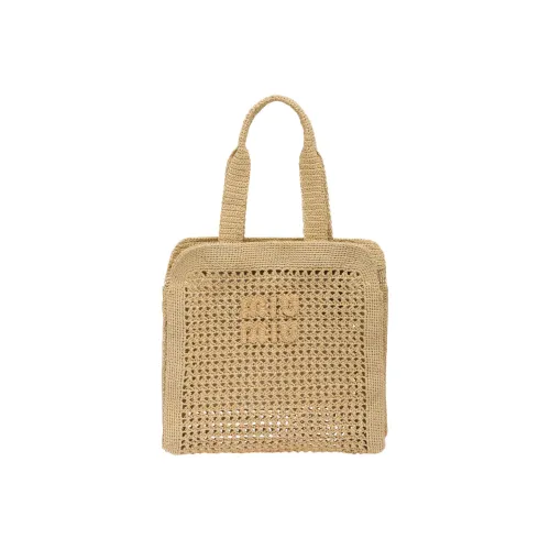 MIU MIU Fabric Tote Bag, Shopping Bag, Handbag Women's Beige