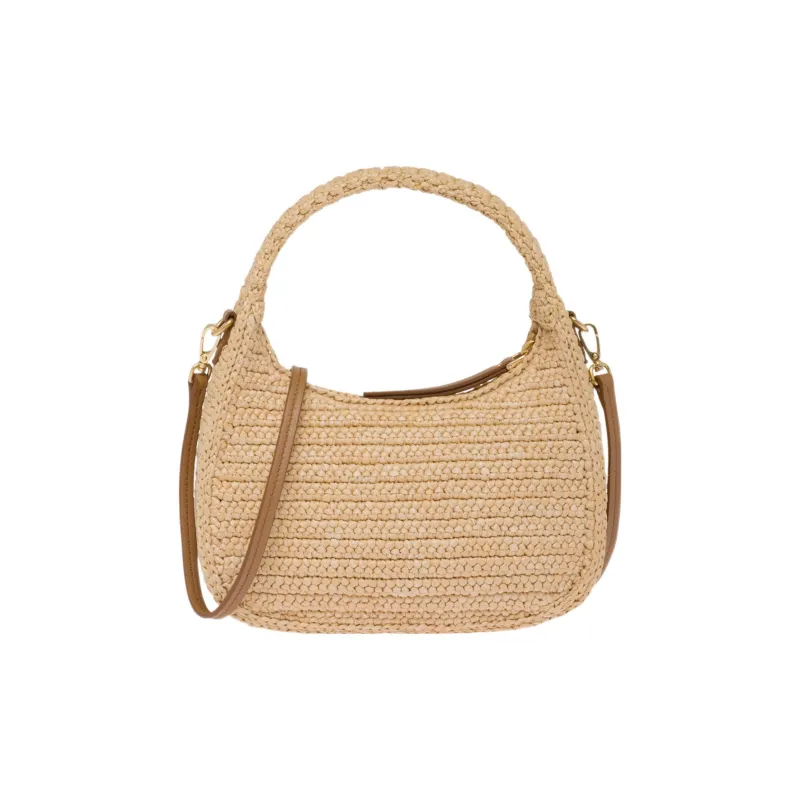 MIU MIU Wander Series Threading Needle Woven Fabric Hobo Bag, Shoulder Bag, Handbag Regular Women's Beige-2
