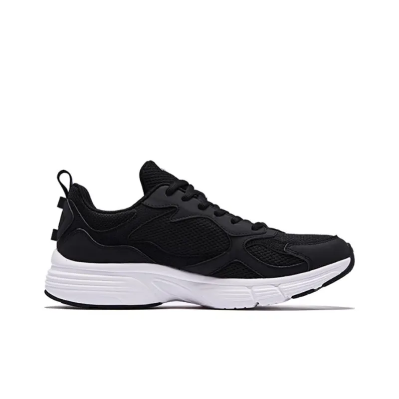 QIAODAN Slip Resistant And Breathable Low Top Running Shoes Men's Black White-1