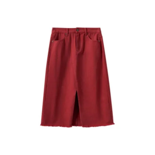 Inman Casual Long Skirts Women's Burgundy