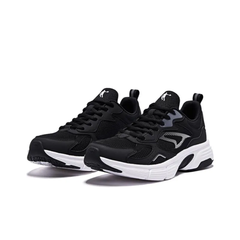 QIAODAN Slip Resistant And Breathable Low Top Running Shoes Men's Black White-2