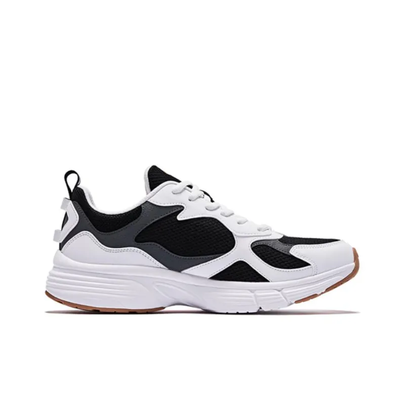 QIAODAN Abrasion Resistant Breathable Low Top Running Shoes Men's Black White Orange-1