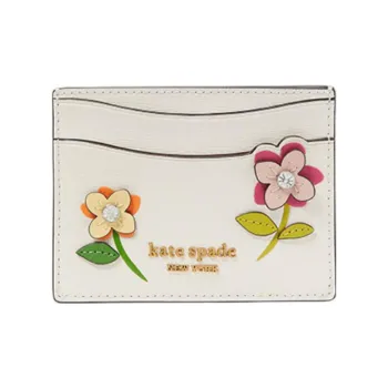 Kate Spade Bloom Cow Leather Short Wallets Women's Cream White