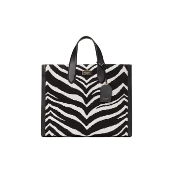Kate Spade Manhattan Cow Leather Patchwork With Fabric Tote Bag Shopping Bag Handbags Large Size Women's Black White