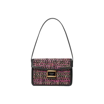 Kate Spade Katy Cow Leather Patchwork With Fabric Messenger Bag Handbag Shoulder Bag Women's Pink & Black