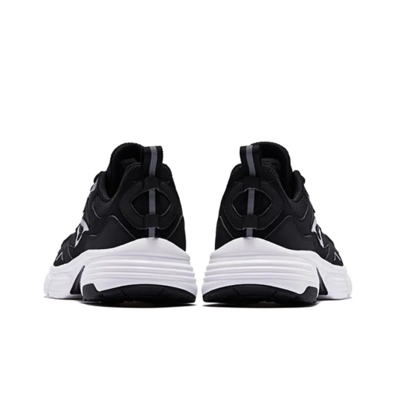 QIAODAN Slip Resistant And Breathable Low Top Running Shoes Men's Black White-3