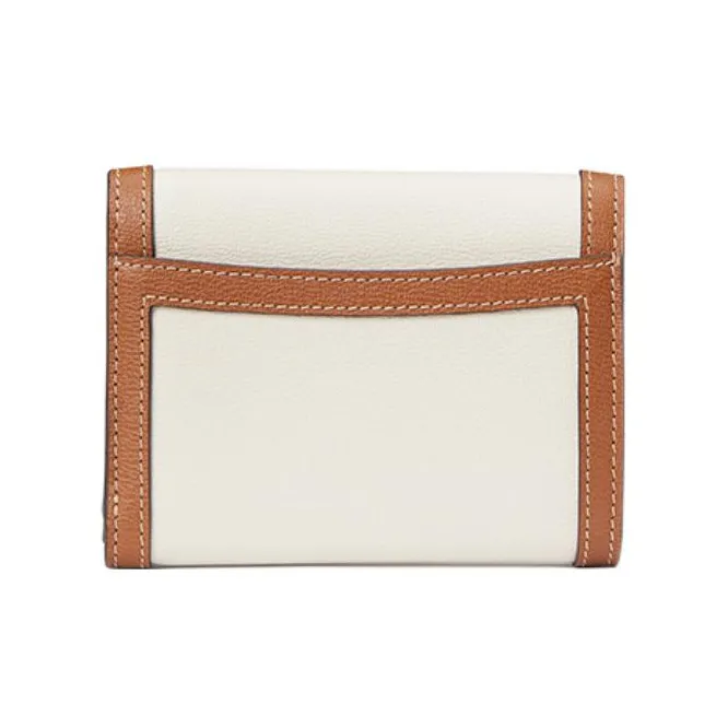 Kate Spade Katy Cow Leather Card Holder Wallet Women's White & Brown-1