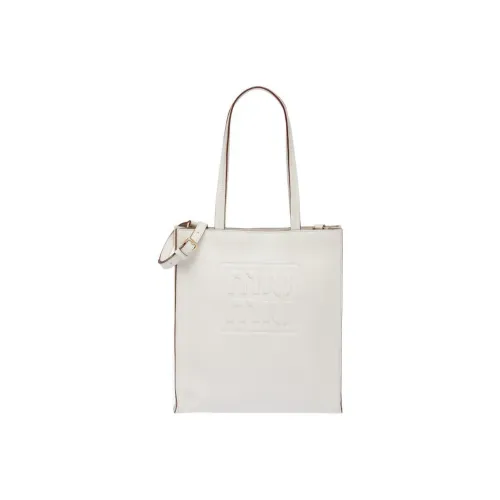MIU MIU Leather Tote Bag Shopping Bag Handbag Women's White