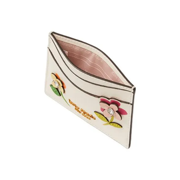 Kate Spade Bloom Cow Leather Short Wallets Women's Cream White-1