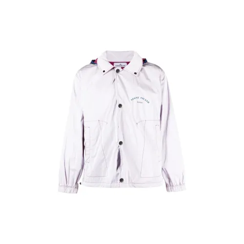 STONE ISLAND Hand Sprayed Jackets Men White