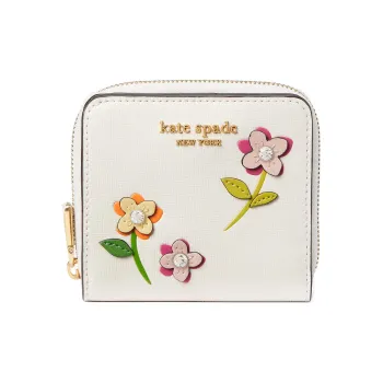 Kate Spade Bloom Cow Leather Card Holder Wallet Women's Cream White
