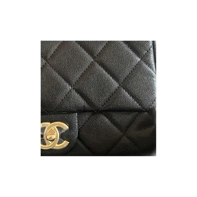 CHANEL 23P SS Calfskin Handbag, Shoulder Bag, Crossbody Bag Women's Black-4