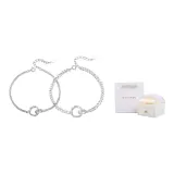 Double Ring Interlocking Couple Bracelet+Rose Box