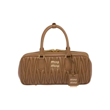 MIU MIU Matelassé Sheepskin Shoulder Bag, Crossbody Bag, Handbag Regular Women's Caramel