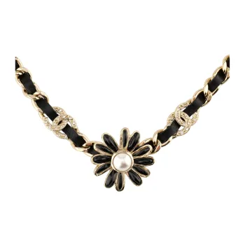 CHANEL Necklaces Women's Black/Gold