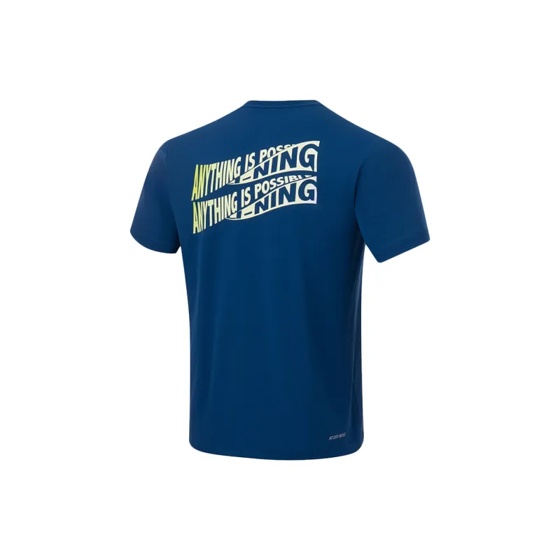 LiNing Badminton Series T Shirt Men's New Denim Blue-1