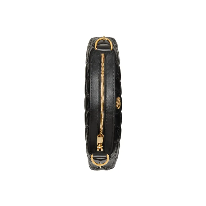 GUCCI GG Matelassé Leather Crescent Moon Bag Shoulder Bag Crossbody Bag Women's Black-6