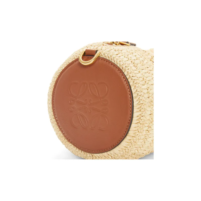 LOEWE Anagram Raffia Fiber Cow Leather Patchwork Handbag Shoulder Bag Women's Natural/Tan-5