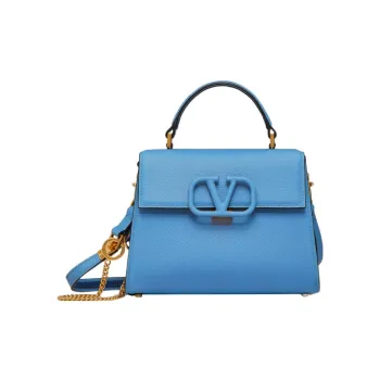 Valentino VSLING Textured Calfskin Shoulder Bag Crossbody Bag Handbag Small Size Women's Blue