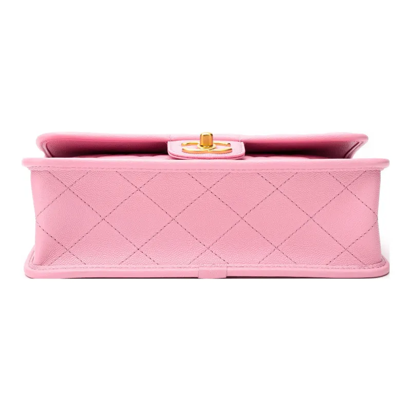 CHANEL Grain Embossed Cow Leather Tofu Bag Messenger Bag Handbag, Shoulder Bag, Crossbody Bag Women's Pink-3