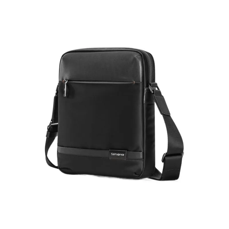 SAMSONITE Cow Leather With Fabric Briefcase, Shoulder Bag, Crossbody Bag Medium Size Men's Black-1