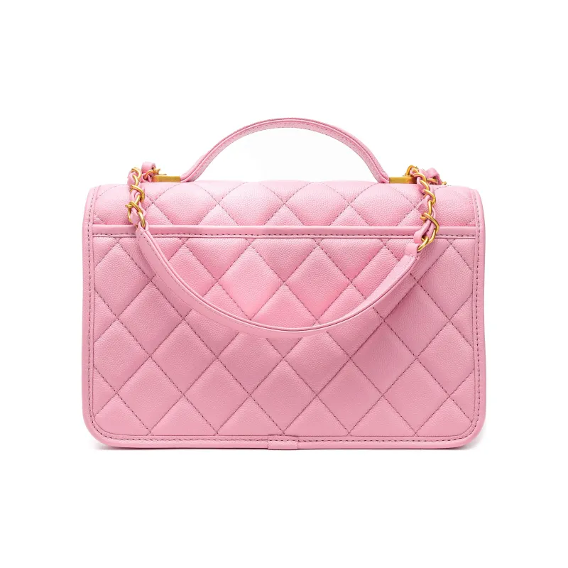 CHANEL Grain Embossed Cow Leather Tofu Bag Messenger Bag Handbag, Shoulder Bag, Crossbody Bag Women's Pink-2