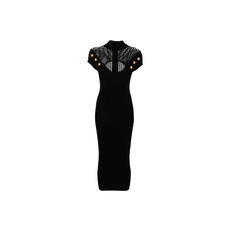 BALMAIN Cut-Out Detailed Ribbed Dress-1