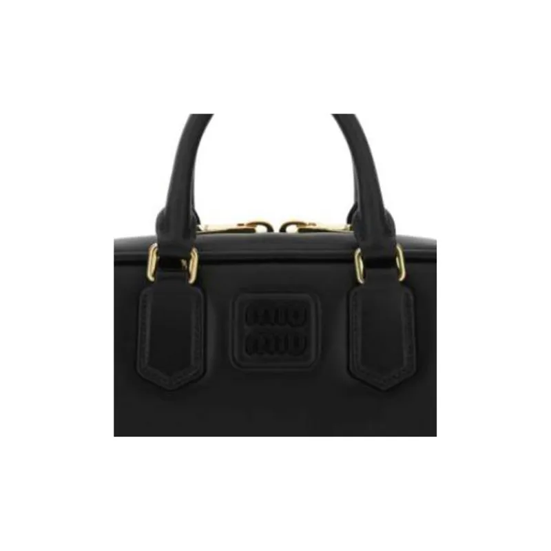 MIU MIU Arcadie Series Leather Bowling Bag Handbag Regular Women's Black-4