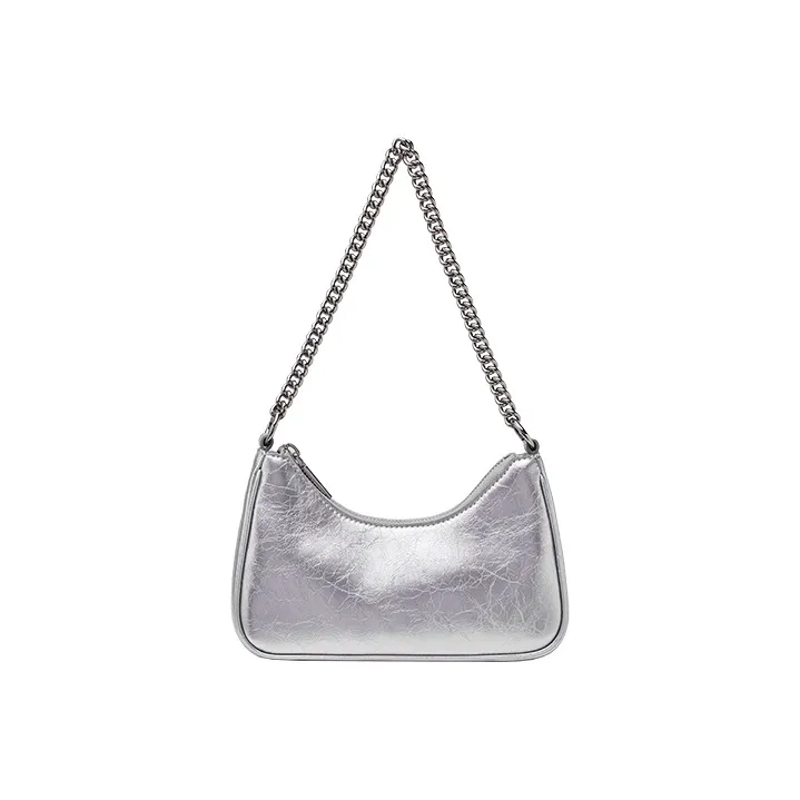 VANESSA HOGAN Vh Classic Series Cow Leather Shoulder Bag Chain Shoulder Bag Small Size Women's Silver/Black-2