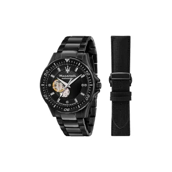 Maserati Wrist Watch Mechanical Movement Stainless Steel Watchband 44mm Black Dial Men's Watches