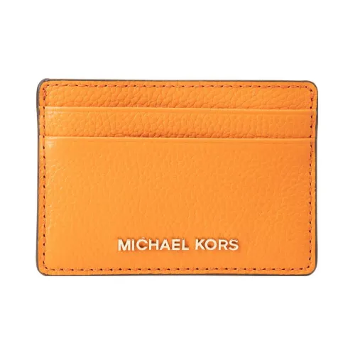 MICHAEL KORS Litchi Grain Leather Card Holder Wallet Women's Orange