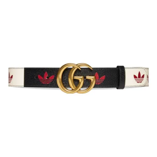GUCCI Logo Emblem Smooth Buckle Leather Belts Men's Black Width 4CM
